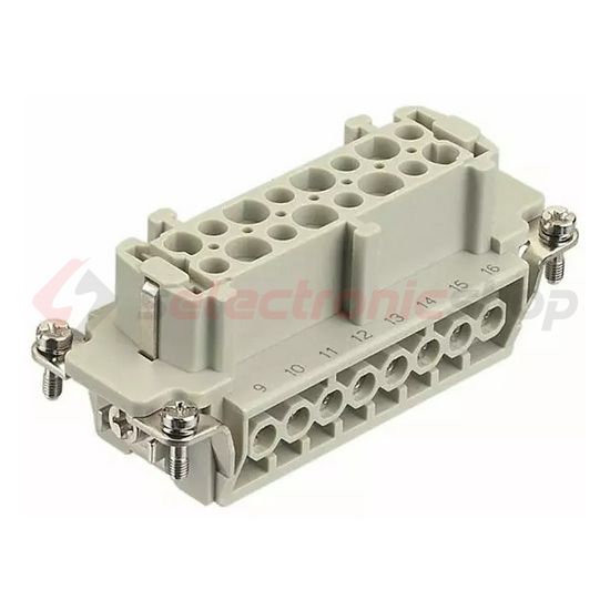 Ipari csatlakozó betét anya 16P 16A 500V csavaros hüvely termoplaszt-betét Han 16E-bu-s HARTING - 09330162701