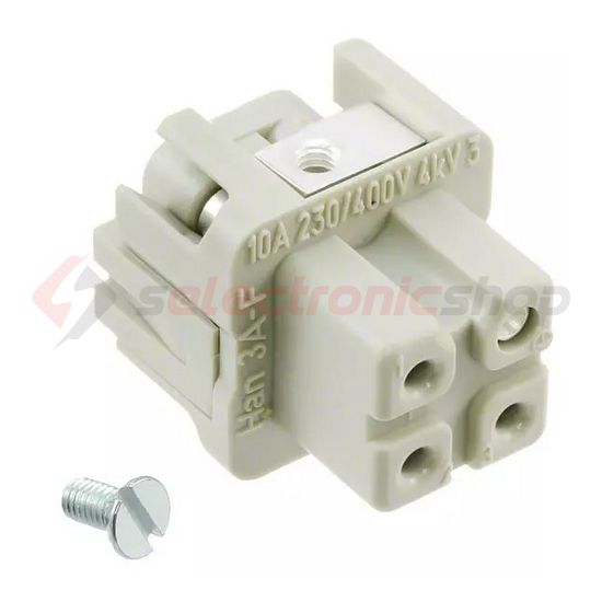 Ipari csatlakozó betét anya 3P 10A csavaros hüvely más rézötvözet-érintkező Han 3A-BU-S HARTING - 09200032711