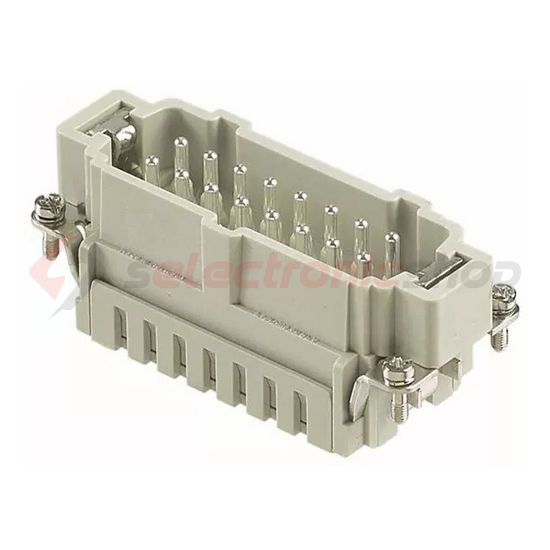 Ipari csatlakozó betét apa 16P 16A 500V rugószorításos csapos Han 16 ES-M HARTING - 09330162616