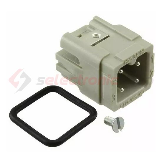 Ipari csatlakozó betét apa 3P 10A csavaros csapos más rézötvözet-érintkező Han 3A-STI HARTING - 09200032611