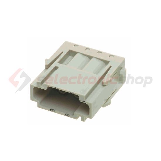 Ipari csatlakozó betét modul apa 6P 16A 500V krimpelt csapos Han 6MOD E HARTING - 09140063001