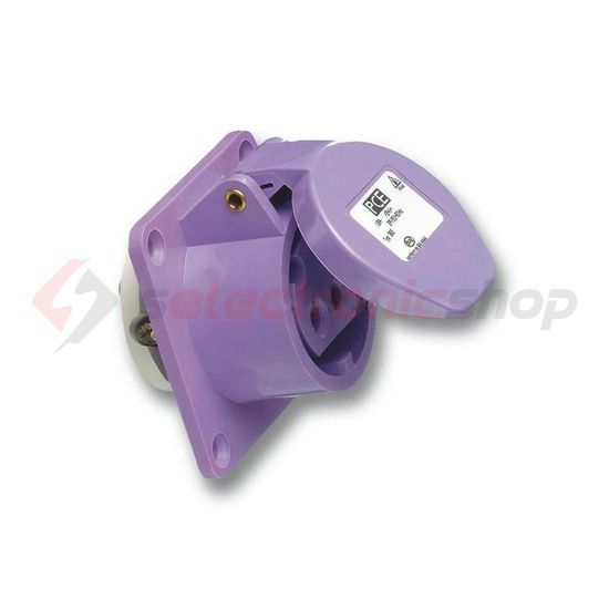 Ipari dugalj beépíthető 2P 16A 20-25V(50+60Hz) ibolya egyenes IP44 műanyag csavaros PCE - 362