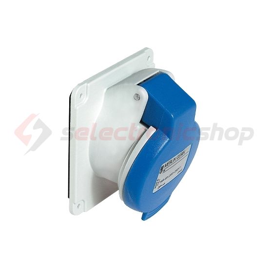 Ipari dugalj beépíthető 2P+E 230V(50+60Hz) kék ferde 16A IP44 műanyag PratiKa Schneider - PKF16F423