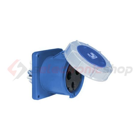 Ipari dugalj beépíthető 2P+E 63A 230V(50+60Hz) kék egyenes IP67 műanyag 6h-pozíció csavaros PCE - 333-6