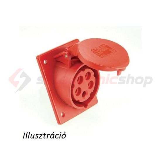 Ipari dugalj beépíthető 3P+E 16A 400V(50+60Hz) piros ferde IP44 műanyag 6h-pozíció csavaros PCE - 414-6