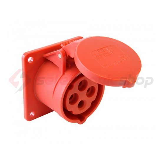 Ipari dugalj beépíthető 3P+E 32A 400V(50+60Hz) piros egyenes IP44 műanyag 6h-pozíció csavaros PCE - 324-6