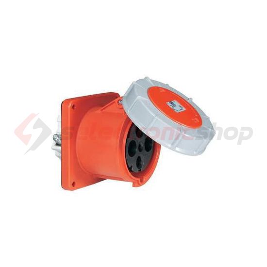 Ipari dugalj beépíthető 3P+E 63A 400V(50+60Hz) piros egyenes IP67 műanyag 6h-pozíció csavaros PCE - 334-6