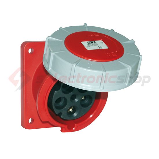Ipari dugalj beépíthető 3P+N+E 125A 400V(50+60Hz) piros ferde IP67 műanyag 6h-pozíció PCE - 445-6