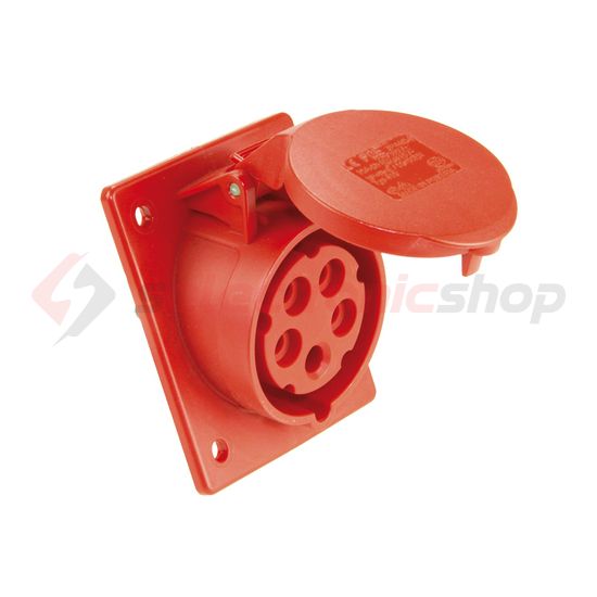 Ipari dugalj beépíthető 3P+N+E 16A 400V(50+60Hz) piros ferde IP44 műanyag 6h-pozíció csavaros PCE - 415-6