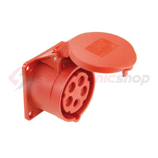 Ipari dugalj beépíthető 3P+N+E 32A 400V(50+60Hz) piros egyenes IP44 műanyag 6h-pozíció PCE - 325-6