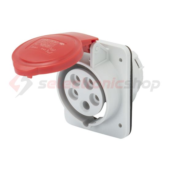 Ipari dugalj beépíthető 3P+N+E 400V(50+60Hz) piros ferde 16A IP44 műanyag IEC309HP GEWISS - GW62210H