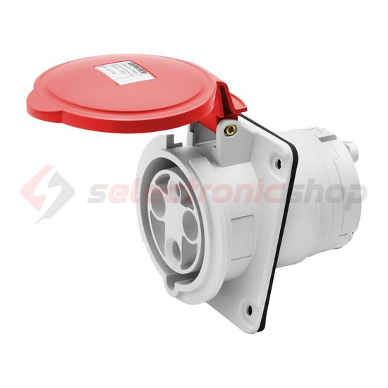 Ipari dugalj beépíthető 3P+N+E 400V(50+60Hz) piros ferde 63A IP44 műanyag IEC309HP GEWISS - GW63221H