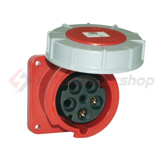 Ipari dugalj beépíthető 3P+N+E 63A 400V(50+60Hz) piros egyenes IP67 műanyag 6h-pozíció PCE - 335-6