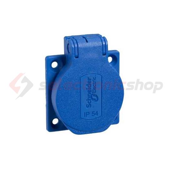 Ipari dugalj falra szerelhető 2P+E 16A 3P 250V műanyag 50x50mm kék egyenes IP54 PratiKa Schneider - PKS51B
