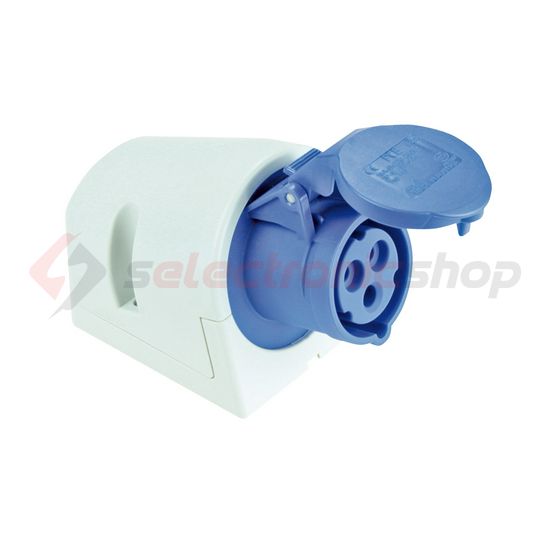Ipari dugalj falra szerelhető 2P+E 32A 230V(50+60Hz) kék IP44 műanyag 6h-pozíció csavaros PCE - 123-6