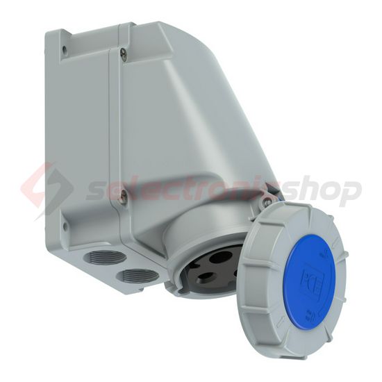 Ipari dugalj falra szerelhető 2P+E 63A 230V(50+60Hz) kék IP67 műanyag 6h-pozíció csavaros PCE - 133-6