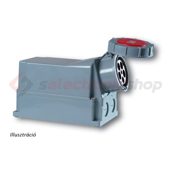 Ipari dugalj falra szerelhető 3P+E 125A 400V(50+60Hz) piros IP67 műanyag 6h-pozíció csavaros PCE - 144-6