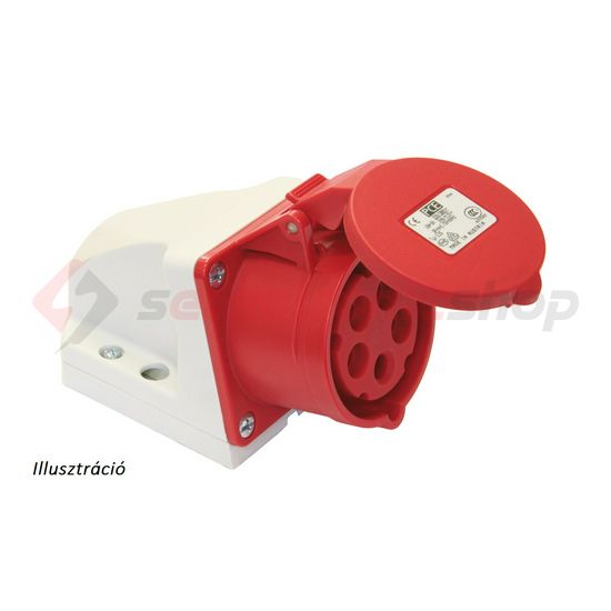 Ipari dugalj falra szerelhető 3P+E 16A 400V(50+60Hz) piros IP44 műanyag 6h-pozíció csavaros PCE - 114-6K