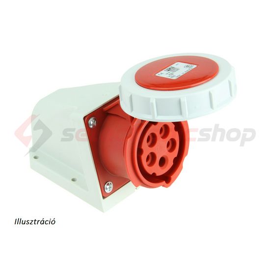 Ipari dugalj falra szerelhető 3P+E 16A 400V(50+60Hz) piros IP67 műanyag 6h-pozíció csavaros PCE - 1142-6