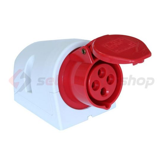 Ipari dugalj falra szerelhető 3P+E 32A 400V(50+60Hz) piros IP44 műanyag 6h-pozíció csavaros PCE - 124-6