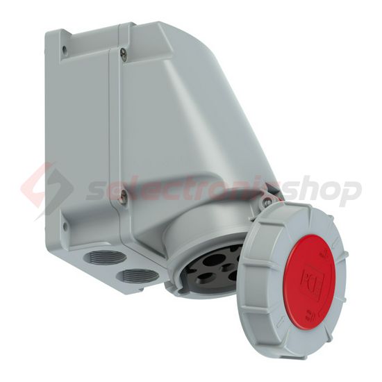 Ipari dugalj falra szerelhető 3P+E +PilotKontakt 63A 400V(50+60Hz) piros IP67 műanyag PCE - 1345-6
