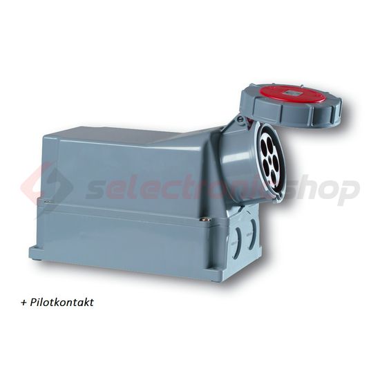 Ipari dugalj falra szerelhető 3P+N+E 125A 400V(50+60Hz) piros IP67 műanyag 6h-pozíció PCE - 1455-6