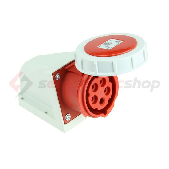 Ipari dugalj falra szerelhető 3P+N+E 32A 400V(50+60Hz) piros IP67 műanyag 6h-pozíció csavaros PCE - 1252-6