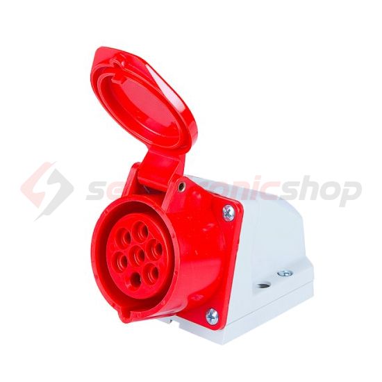 Ipari dugalj falra szerelhető 6P+E 16A 400V(50+60Hz) piros IP44 műanyag 6h-pozíció csavaros PCE - 117-6
