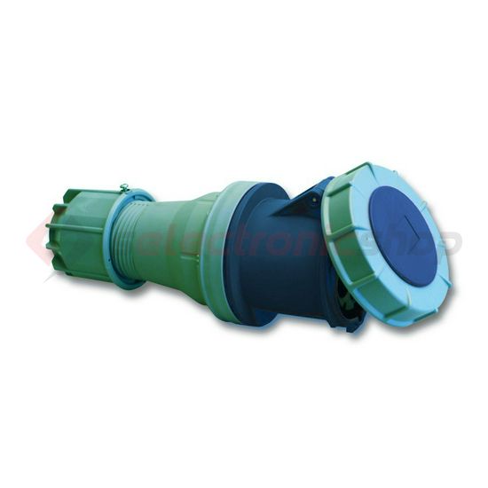 Ipari dugalj lengő 2P+E 125A 230V(50+60Hz) kék egyenes IP67 műanyag 6h-pozíció PowerTwist PCE - 243-6