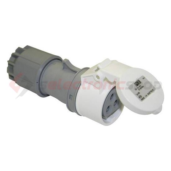 Ipari dugalj lengő 2P+E 16A >50V szürke egyenes IP44 műanyag 12h-pozíció csavaros Twist PCE - 283-12