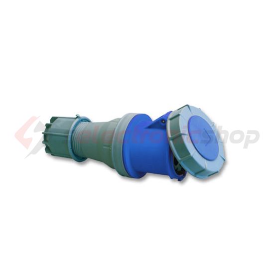 Ipari dugalj lengő 2P+E 63A 230V(50+60Hz) kék egyenes IP67 műanyag 6h-pozíció PowerTwist PCE - 233-6