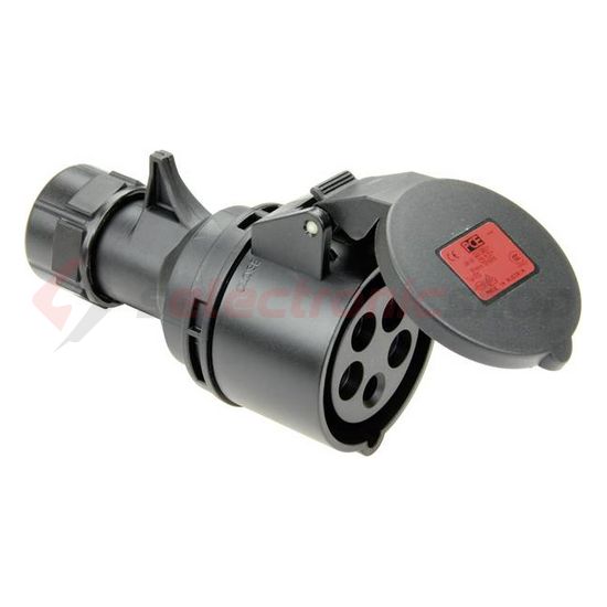 Ipari dugalj lengő 3P+N 16A 400V(50+60Hz) piros egyenes IP44 műanyag 6h-pozíció Shark PCE - 214-6x