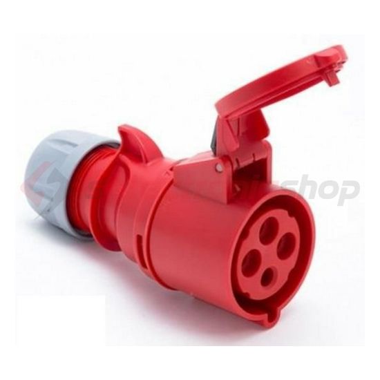 Ipari dugalj lengő 3P+N 32A 400V(50+60Hz) piros egyenes IP44 műanyag 6h-pozíció Shark PCE - 224-6