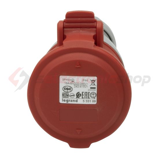 Ipari dugalj lengő 3P+N+E 16A 380-415V(50+60Hz) piros egyenes IP44 műanyag P17 Tempra LEGRAND - 555109