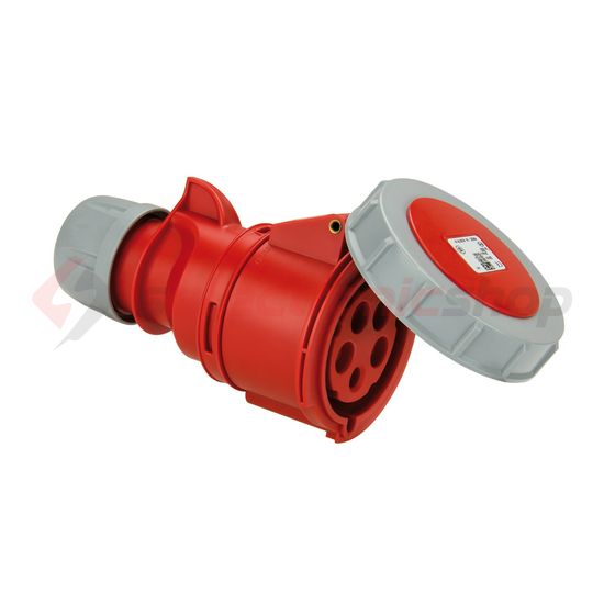 Ipari dugalj lengő 3P+N+E 32A 400V(50+60Hz) piros egyenes IP67 műanyag 6h-pozíció Shark PCE - 2252-6