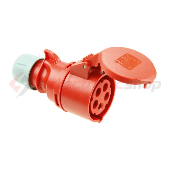 Ipari dugalj lengő 3P+N+E 32A/5P 400V(50+60Hz) piros egyenes IP44 műanyag 6h-pozíció Shark PCE - 225-6