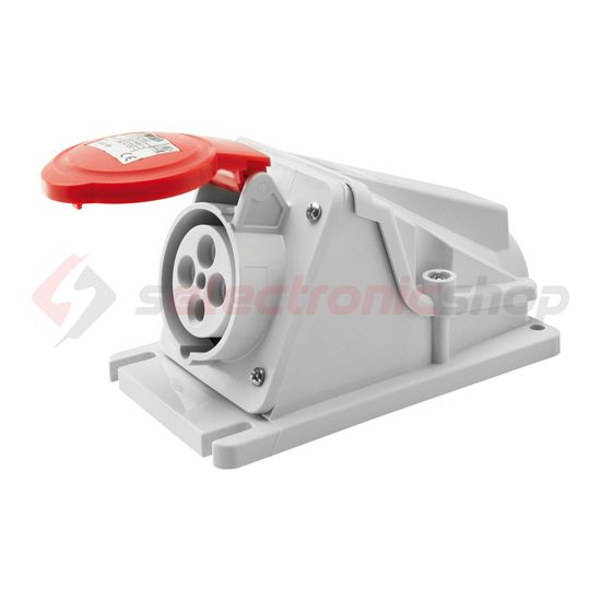 Ipari dugalj ráépíthető 3P+E 16A 400V(50+60Hz) piros IP44 műanyag 6h-pozíció IEC309HP GEWISS - GW62481