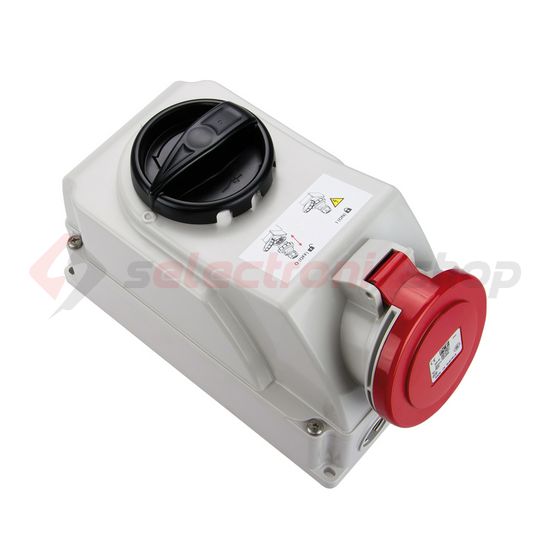 Ipari dugalj tokozott 3P+N+E mechanikai reteszelés 16A IP44 400V(50+60Hz) piros műanyag PCE - 7515-6