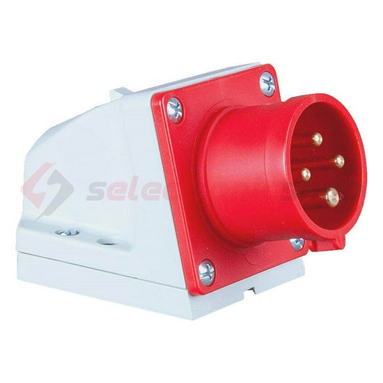 Ipari dugvilla 3P+E falonkívüli 32A 400V(50+60Hz) piros műanyag ferde csavaros PCE - 524-6