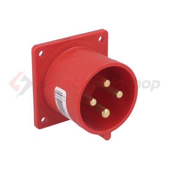 Ipari dugvilla 3P+E ráépíthető 32A 400V(50+60Hz) piros műanyag egyenes csavaros PCE - 624-6