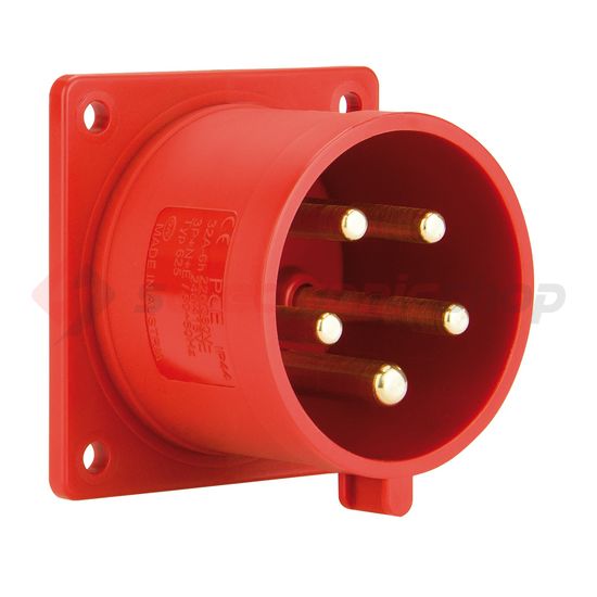 Ipari dugvilla 3P+N+E ráépíthető 32A 400V(50+60Hz) piros műanyag egyenes csavaros PCE - 625-6