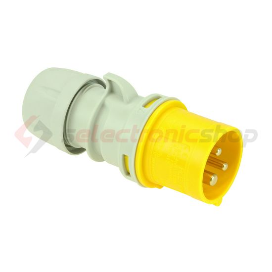 Ipari dugvilla lengő 2P+E 16A 110V(50+60Hz) sárga IP44 műanyag csavaros 4h-pozíció Shark PCE - 013-4