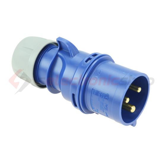 Ipari dugvilla lengő 2P+E 32A 230V(50+60Hz) kék IP44 műanyag csavaros 6h-pozíció Shark PCE - 023-6