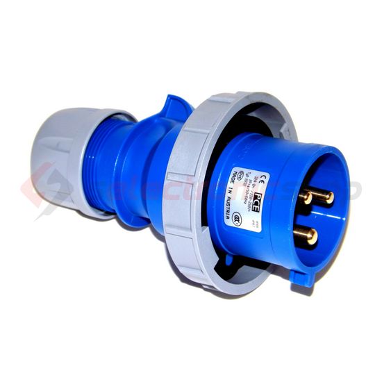 Ipari dugvilla lengő 2P+E 32A 230V(50+60Hz) kék IP67 műanyag csavaros 6h-pozíció Shark PCE - 0232-6