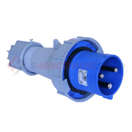 Ipari dugvilla lengő 2P+E 63A 230V(50+60Hz) kék IP67 műanyag csavaros 6h-pozíció Power Twist PCE - 033-6