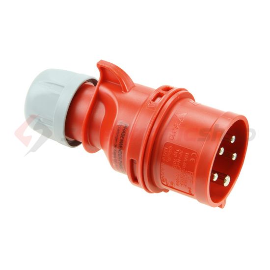 Ipari dugvilla lengő 3P+N+E fázisfordító 16A 400V(50+60Hz) piros IP44 műanyag csavaros Shark PCE - 7015-6