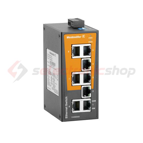 Ipari switch 1,6Gbps 24VDC DIN sín Ethernet 8x10/100Mbps RJ45 port IP30 IE-SW-BL08-8TX Weidmüller - 1240900000