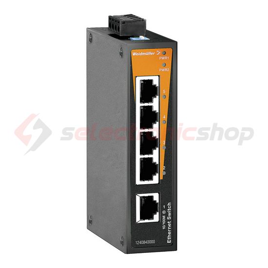 Ipari switch 1Gbps 24VDC DIN sín Ethernet 5x10/100Mbps RJ45 port IP30 IE-SW-BL05-5TX Weidmüller - 1240840000