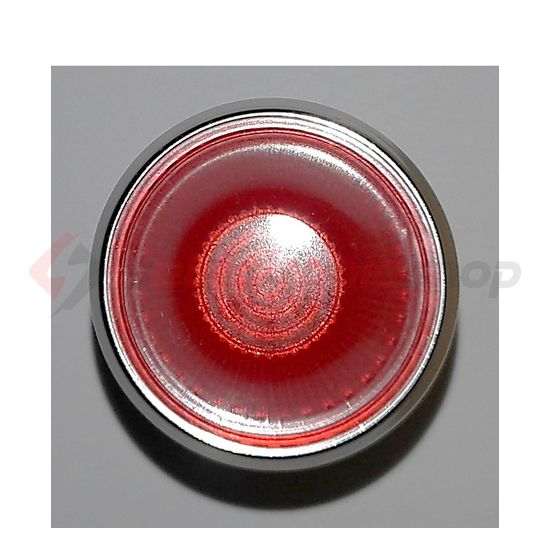 Jelzőlámpa fej F…foglalathoz kerek piros magas króm fém-előlapgyűrű IP65 L2-rt VA Elektronika - L2-RT