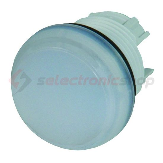 Jelzőlámpa fej kerek fehér lapos 1-lámpa króm műanyag-előlapgyűrű 22mm-átmérő IP67 M22-L-W EATON - 216771